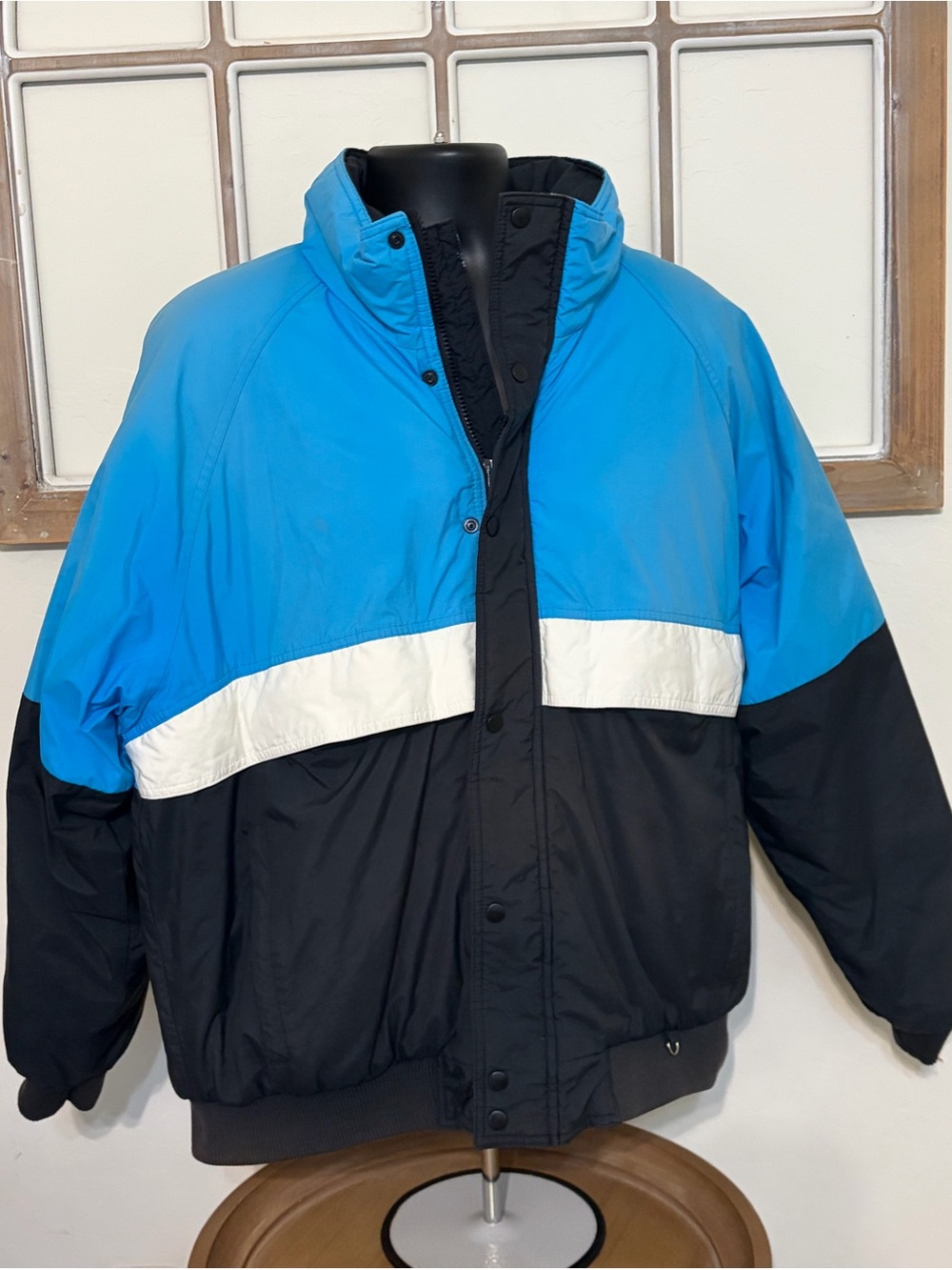 Vintage Farwest Men’s XL Colorblock Winter Jacket Retro Ski Coat